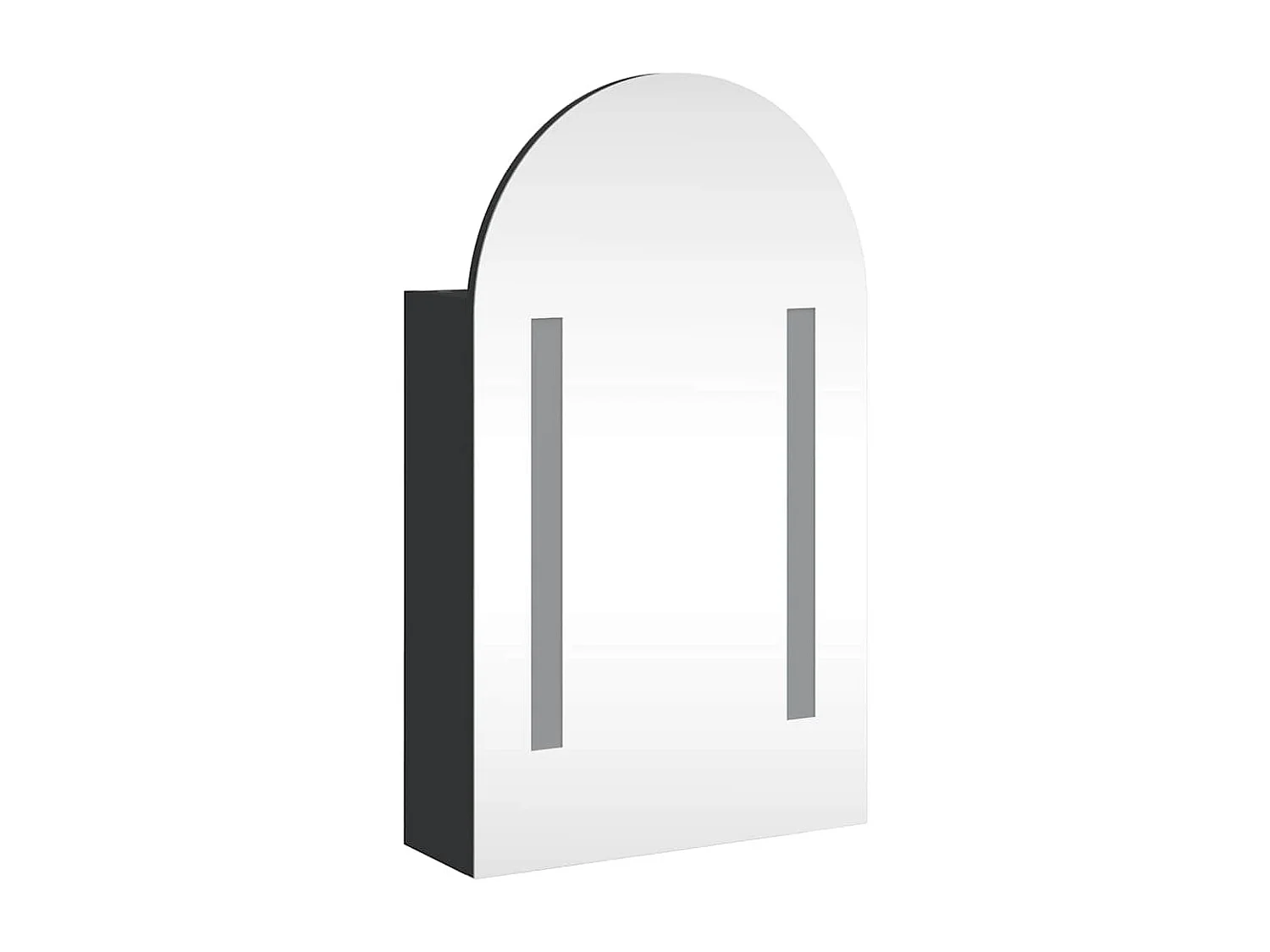 Armário espelhado arqueado p/ casa de banho c/ luz LED preto