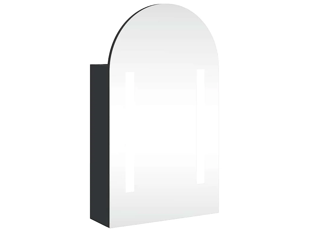Badkamerkast met spiegel en LED gebogen 42x13x70 cm zwart