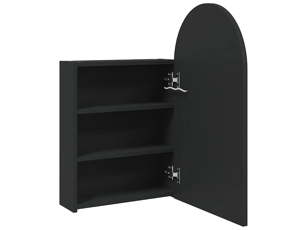Badkamerkast met spiegel en LED gebogen 42x13x70 cm zwart