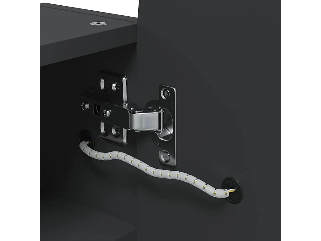 Badkamerkast met spiegel en LED gebogen 42x13x70 cm zwart