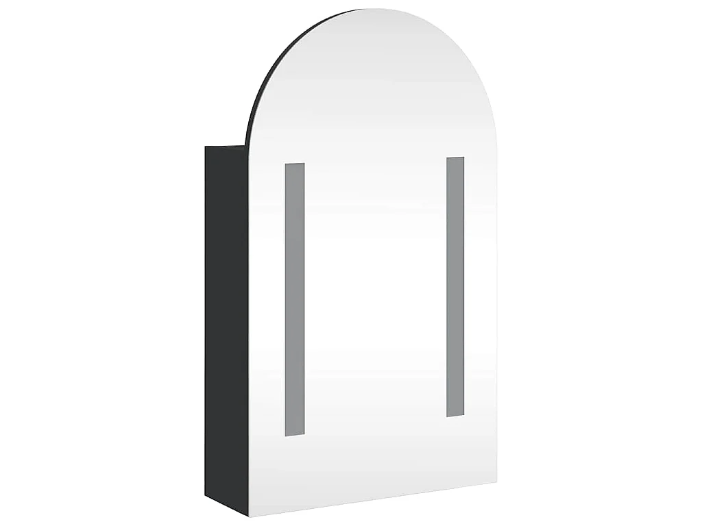 Armoire de bain à miroir avec LED arquée noir 42x13x70 cm