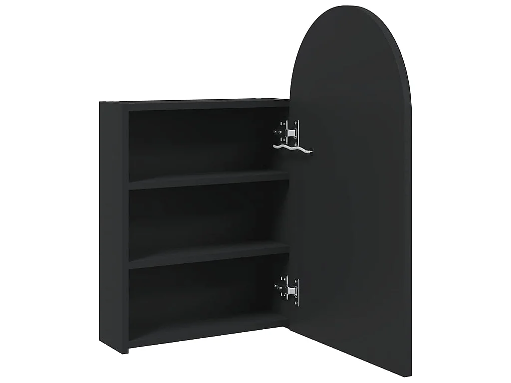 Armoire de bain à miroir avec LED arquée noir 42x13x70 cm