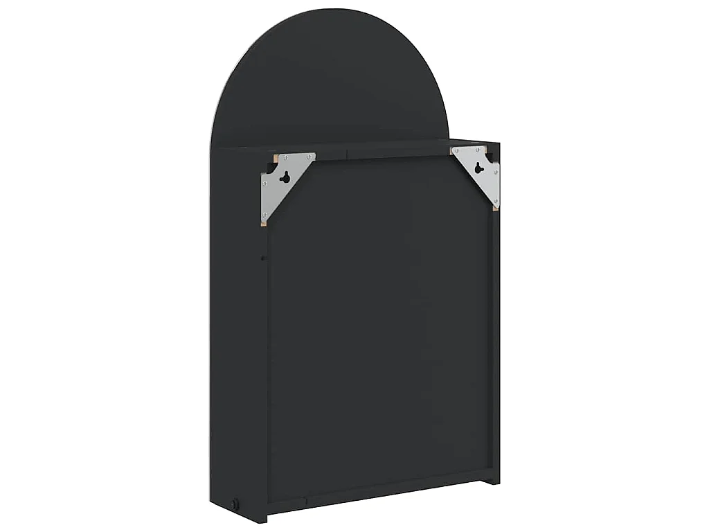 Armoire de bain à miroir avec LED arquée noir 42x13x70 cm