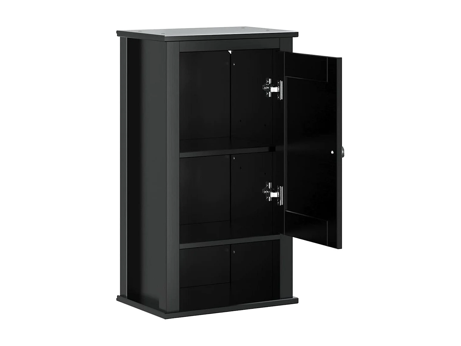 Armoire murale de salle de bain BERG noir bois de pin massif