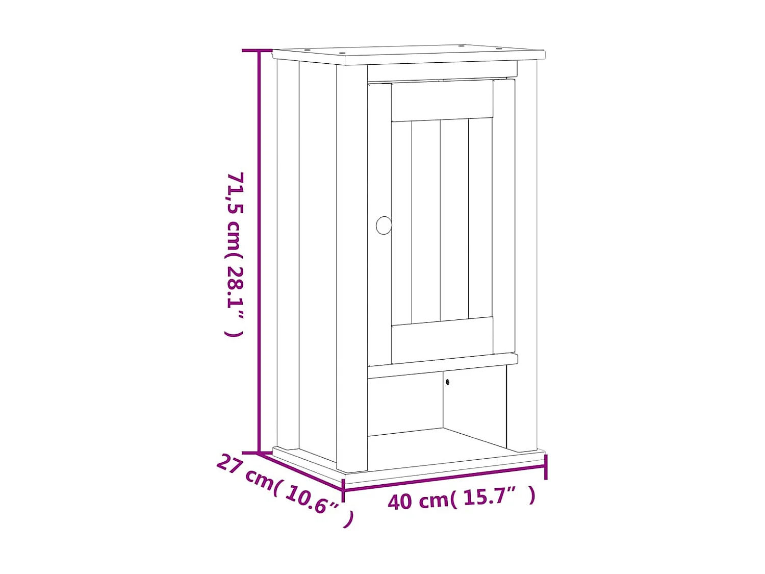 Armoire murale de salle de bain BERG noir bois de pin massif