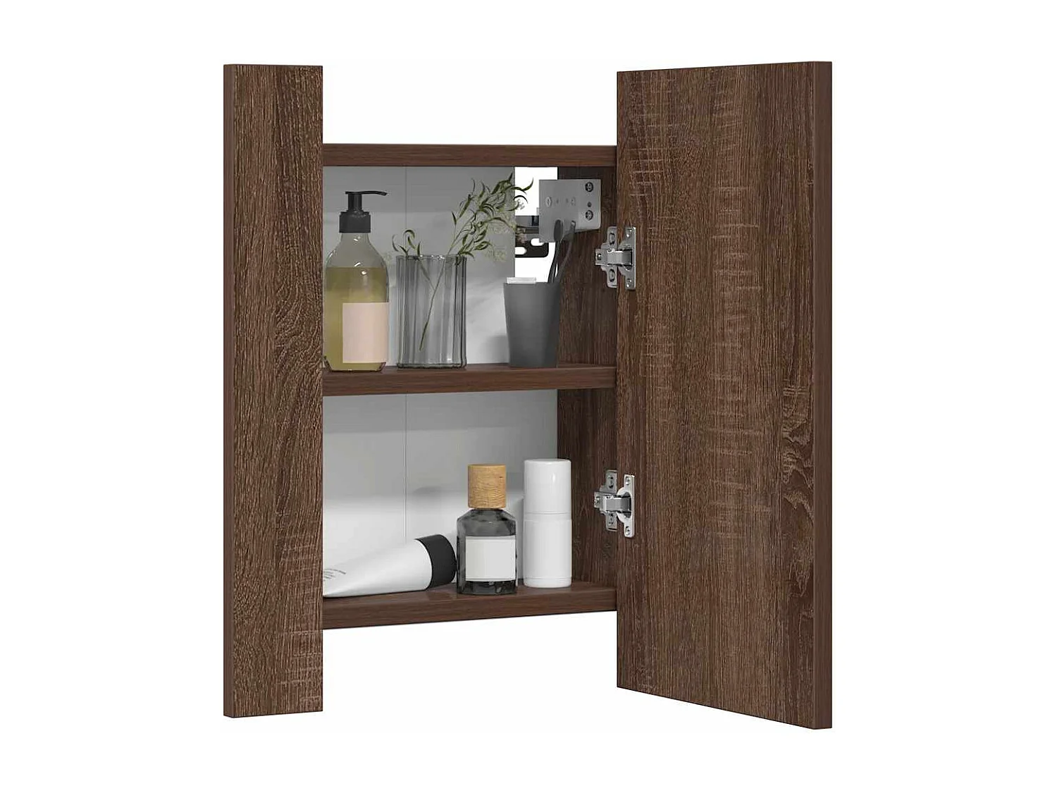 LED-Spiegelschrank Braun Eichen-Optik 40x12x45 cm Holzwerkstoff