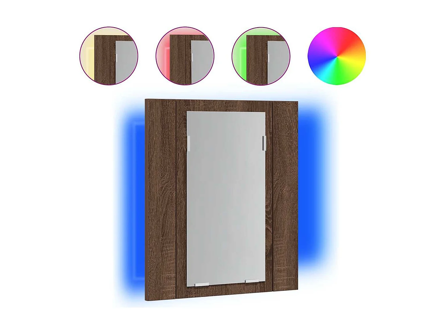 Armoire à miroir LED de salle de bain chêne marron 40x12x45 cm