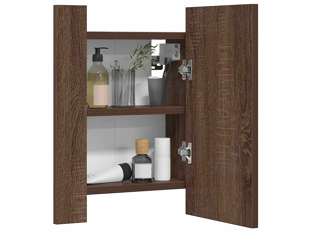 Armoire à miroir LED de salle de bain chêne marron 40x12x45 cm
