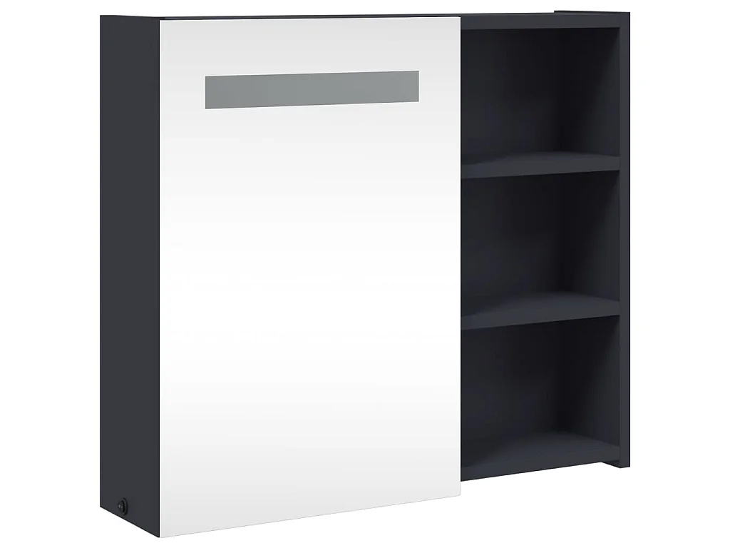 Armoire de salle de bain à miroir avec LED gris 60x13x52 cm