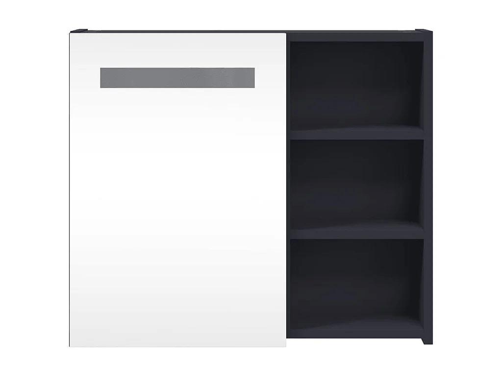 Armoire de salle de bain à miroir avec LED gris 60x13x52 cm
