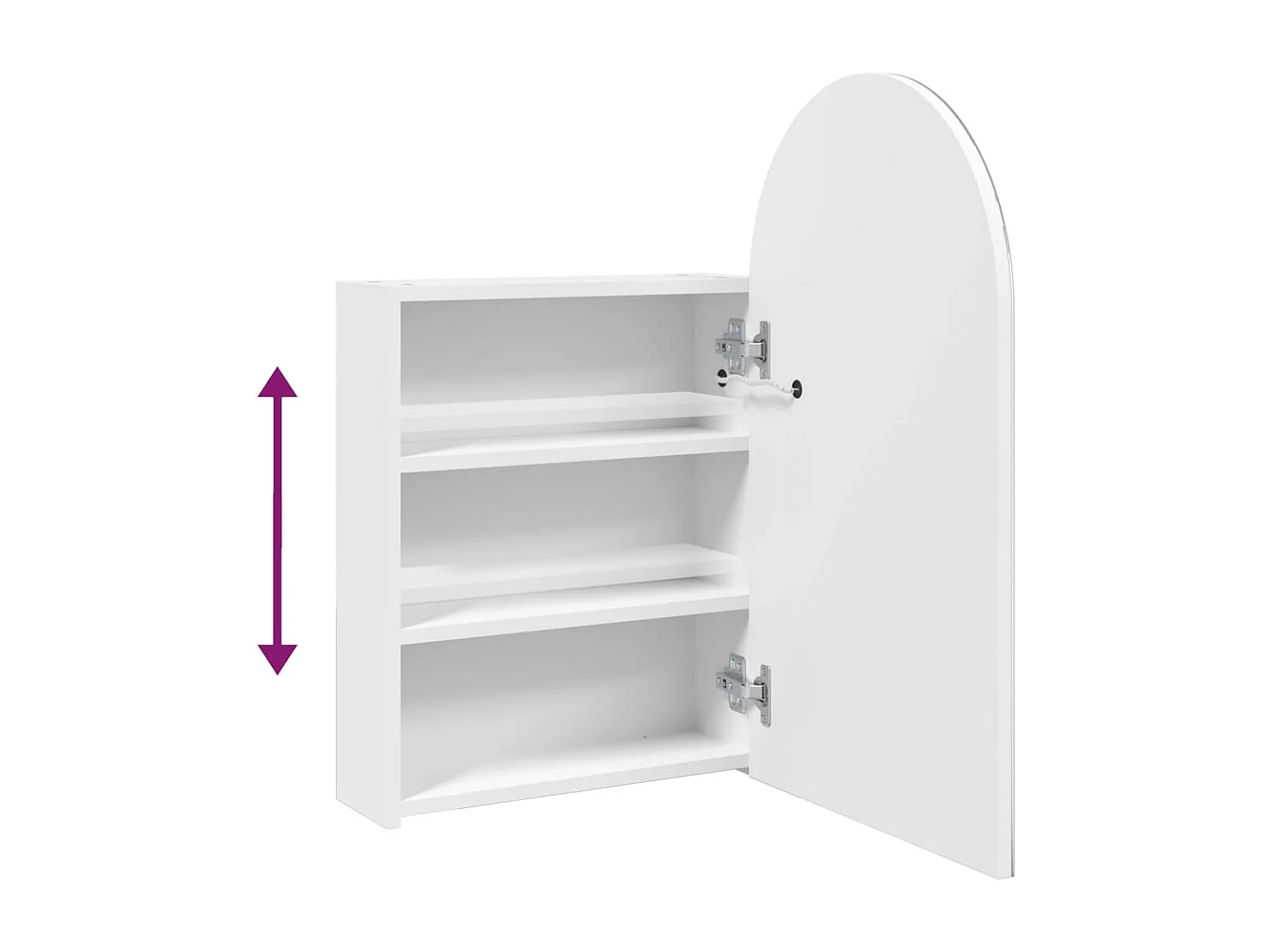 Spiegelschrank mit LED-Beleuchtung Gewölbt Weiß 42x13x70 cm