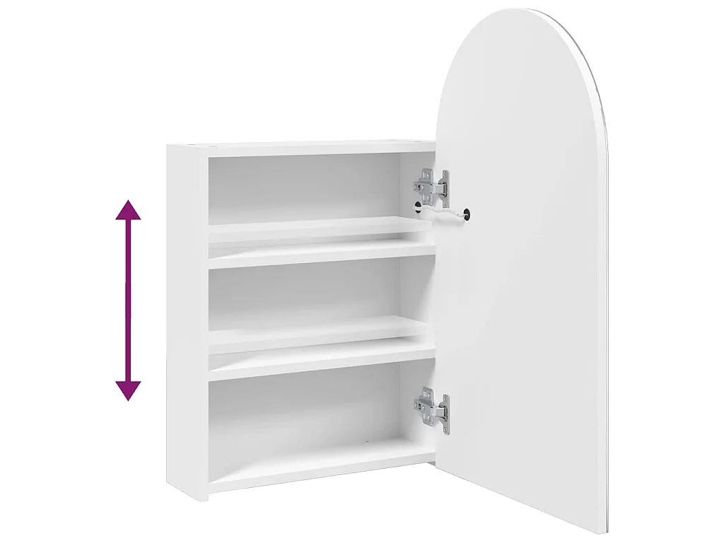 Armoire de bain à miroir avec LED arquée blanc 42x13x70 cm