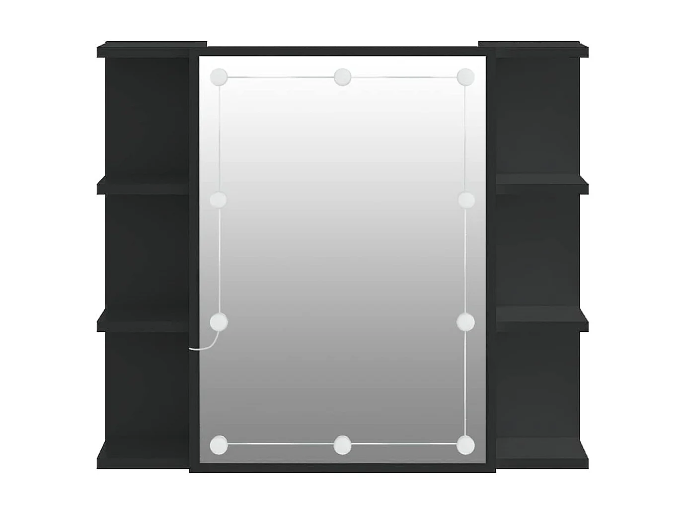 Czarny szafa z lustrem z LED do makijażu i biżuterii 70x16,5x60 cm