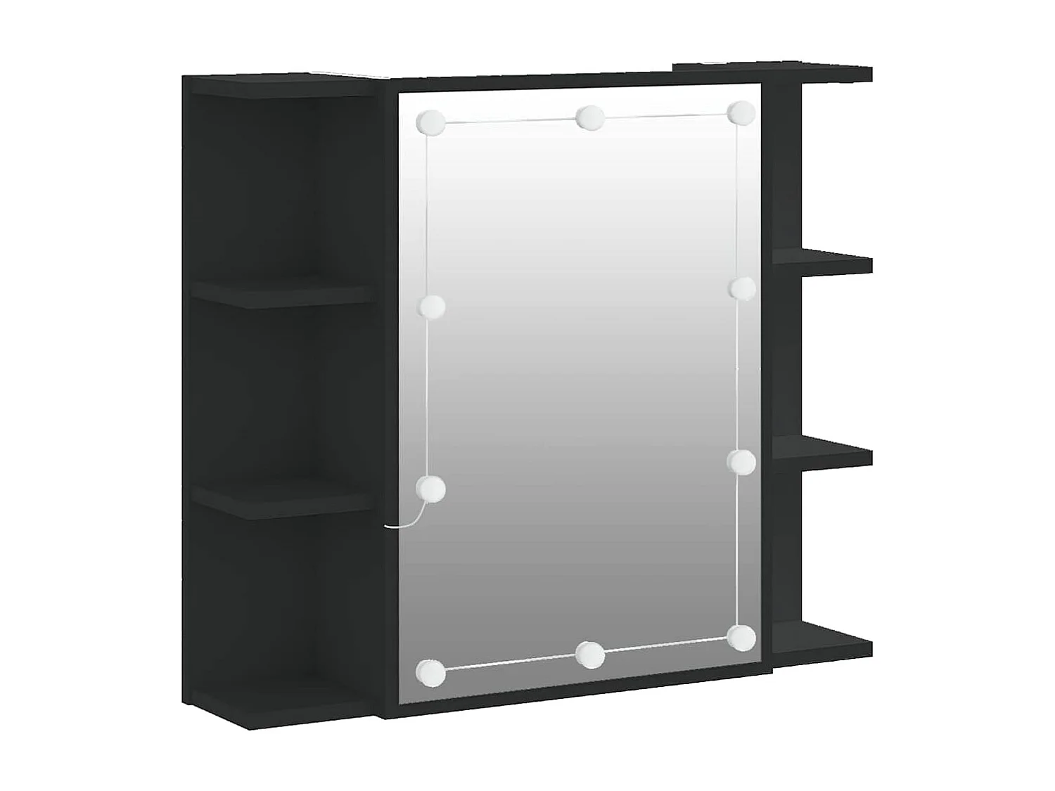 Mobile a Specchio con LED Nero 70x16,5x60 cm