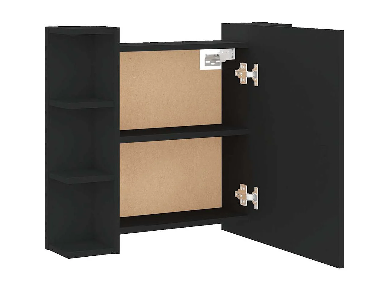 Mobile a Specchio con LED Nero 70x16,5x60 cm