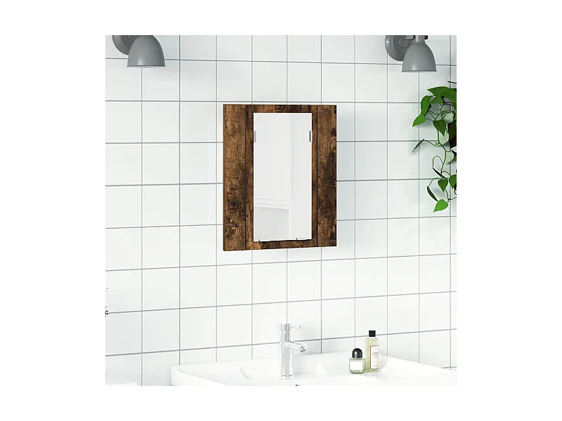 LED-Spiegelschrank Räuchereiche 40x12x45 cm Holzwerkstoff