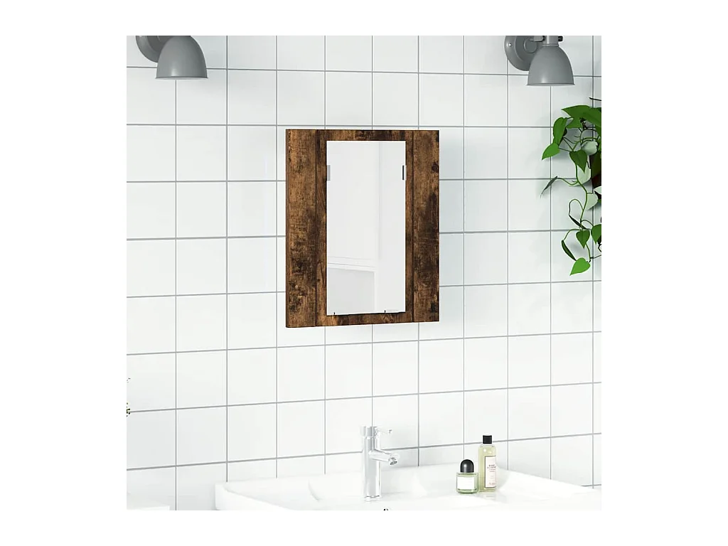 Armoire à miroir LED de salle de bain chêne fumé 40x12x45 cm