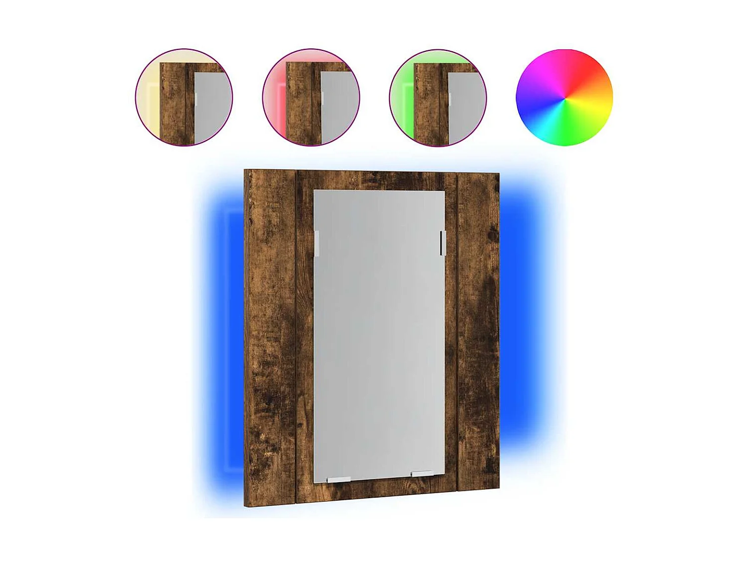 Armoire à miroir LED de salle de bain chêne fumé 40x12x45 cm