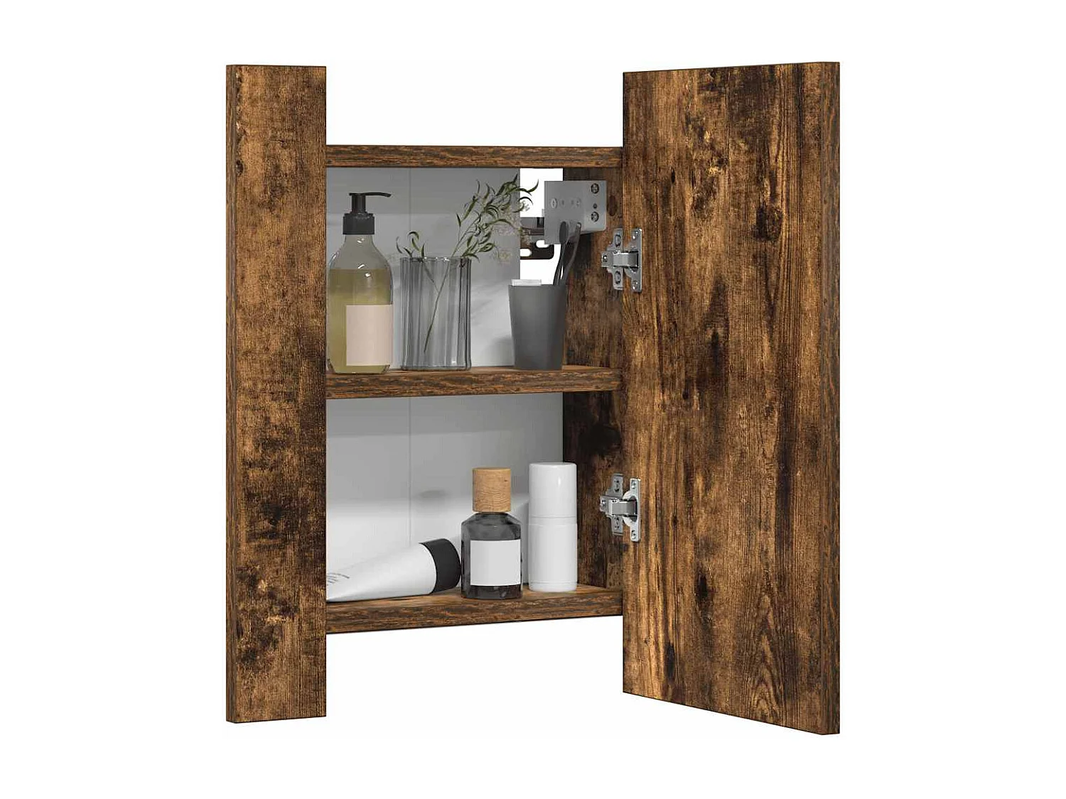 Armoire à miroir LED de salle de bain chêne fumé 40x12x45 cm