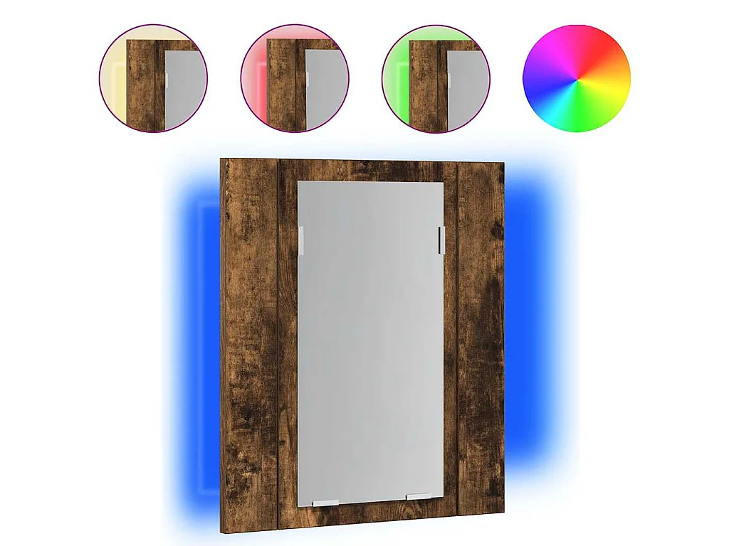 Armoire à miroir LED de salle de bain chêne fumé 40x12x45 cm