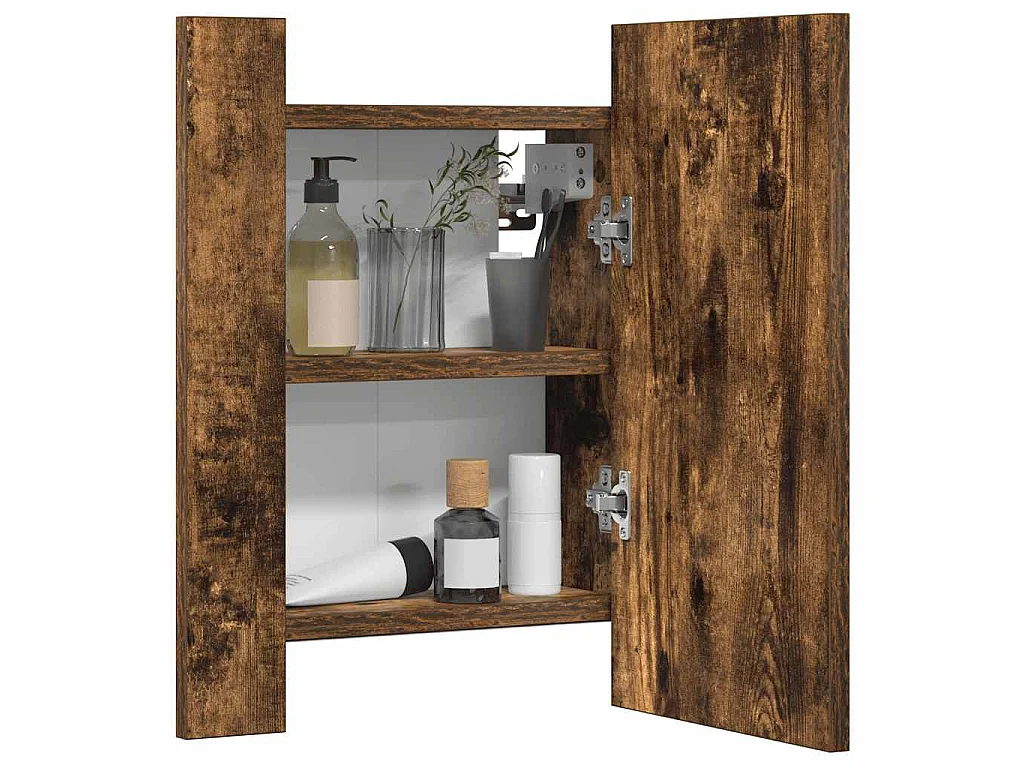 Armoire à miroir LED de salle de bain chêne fumé 40x12x45 cm