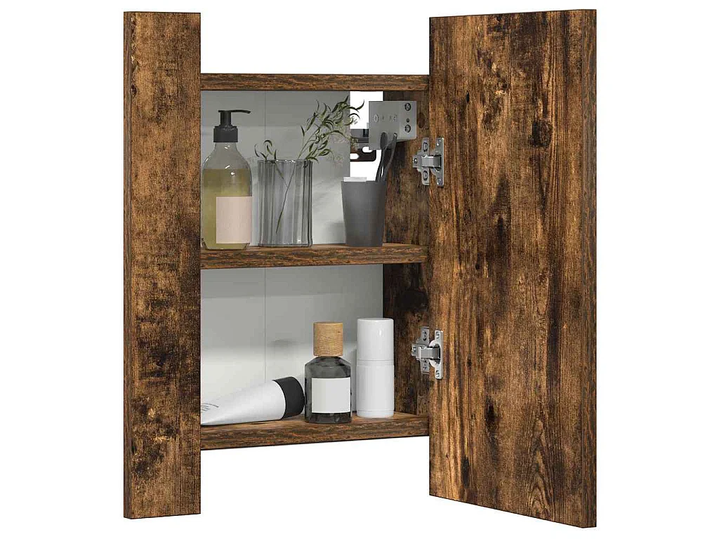 Armoire à miroir LED de salle de bain chêne fumé 40x12x45 cm