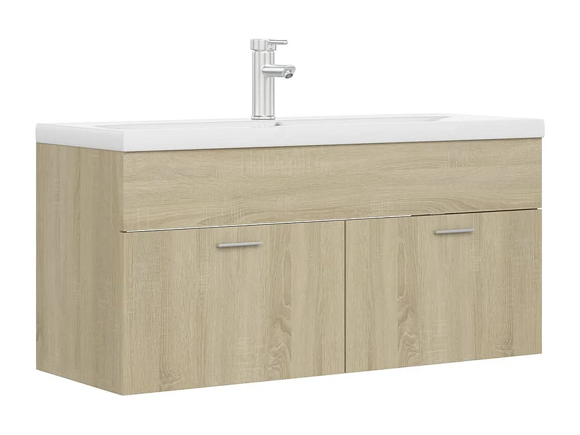 Wastafelkast met ingebouwde wastafel bewerkt hout sonoma eiken