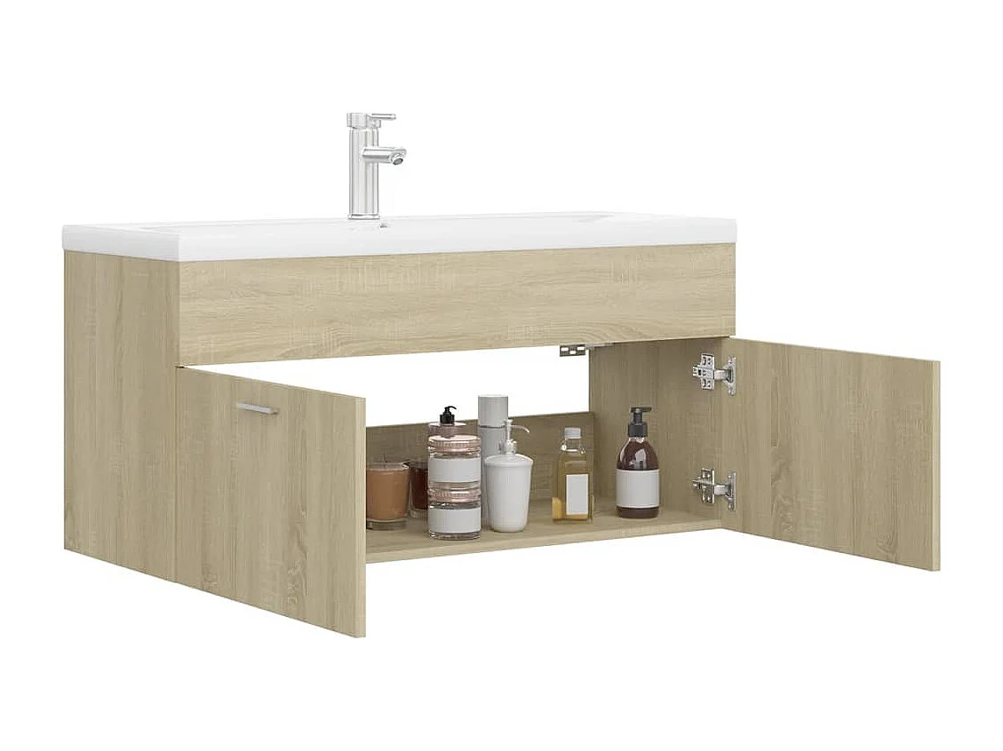 Wastafelkast met ingebouwde wastafel bewerkt hout sonoma eiken