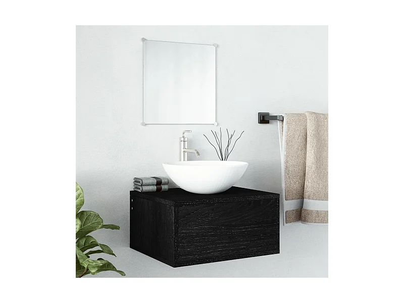 Ensemble de meubles salle de bain 2 pcs noir bois d'ingénierie