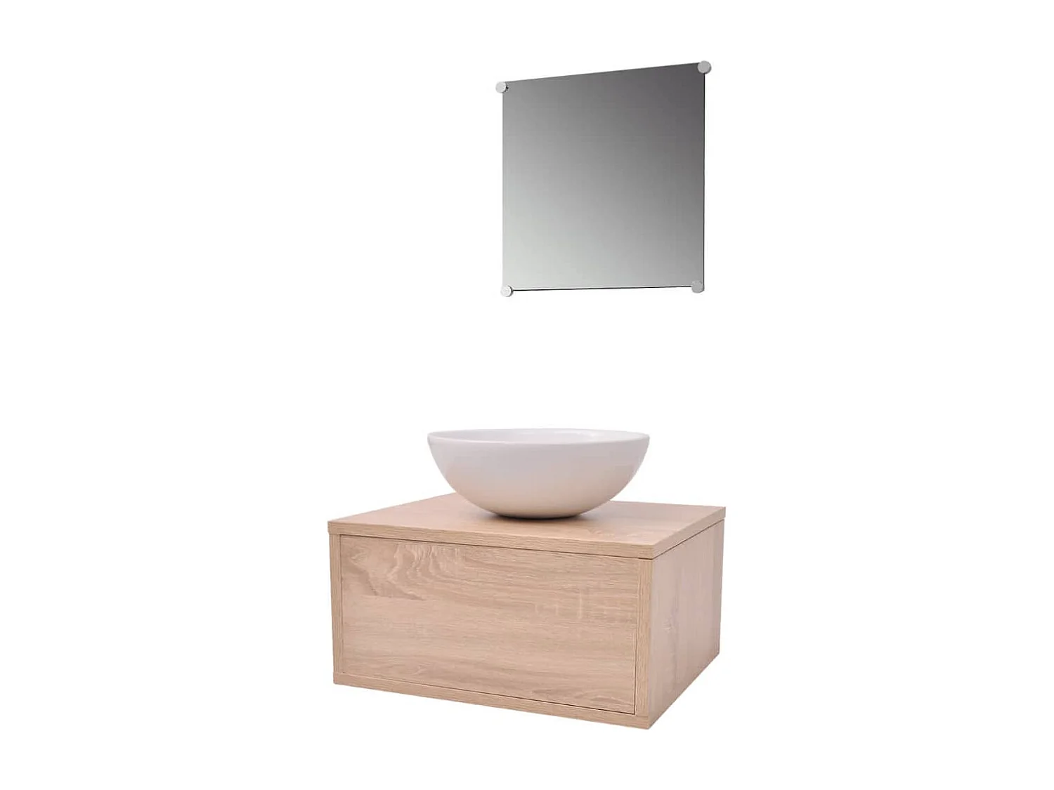 Conjunto móveis casa de banho 4 pcs com bacia e torneira, bege