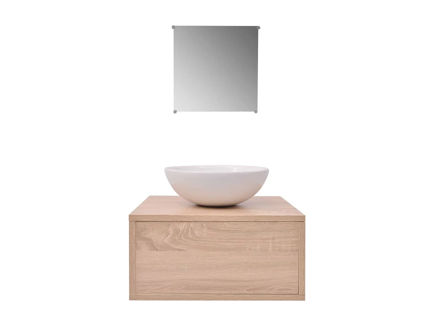 Conjunto móveis casa de banho 4 pcs com bacia e torneira, bege