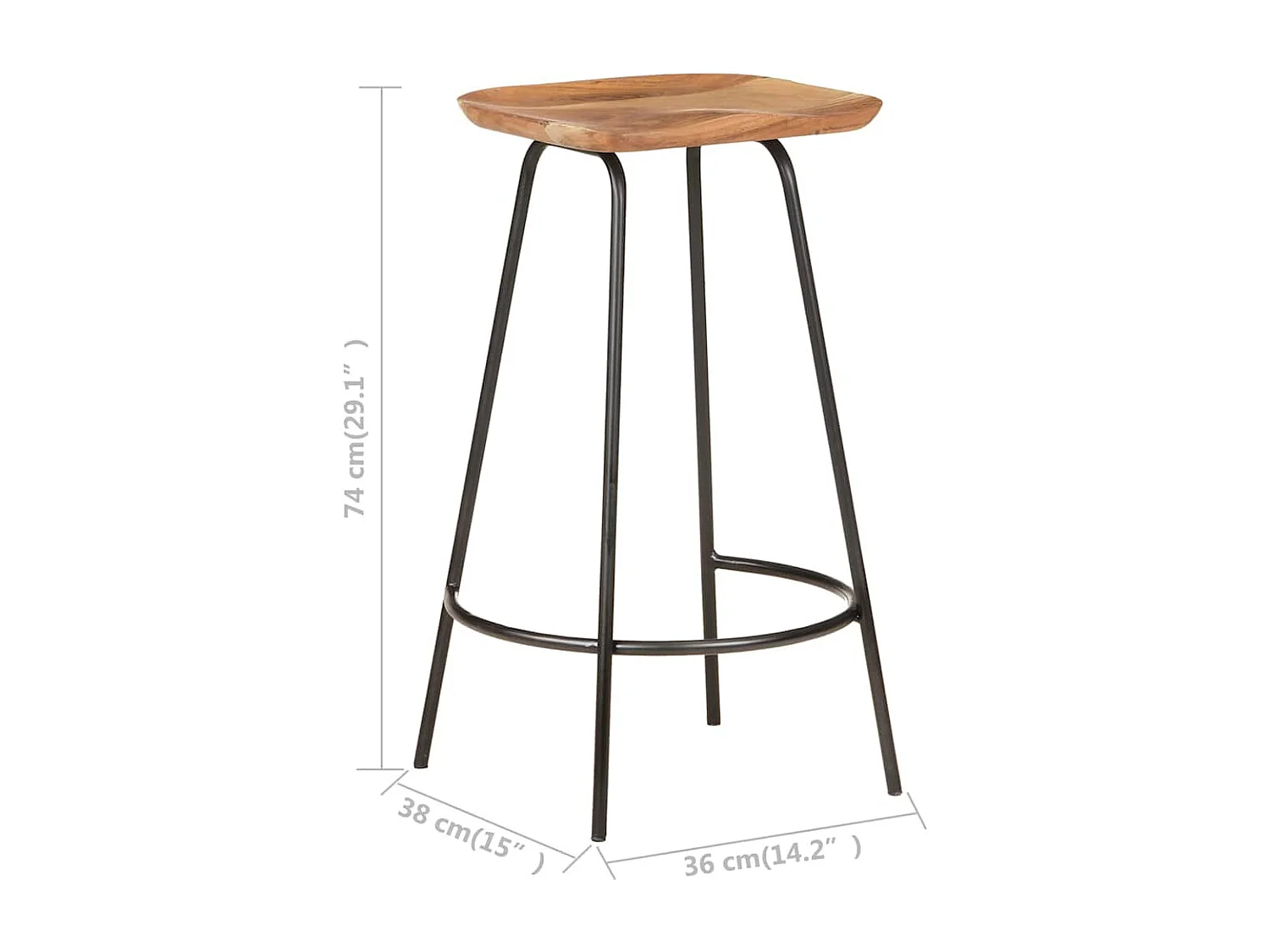 Barhocker 2 Stk. Massivholz Akazie