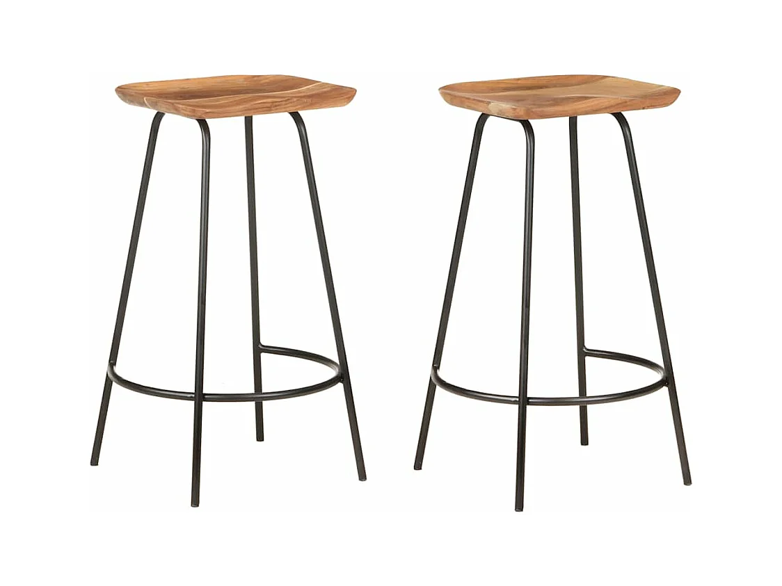 Tabourets de bar lot de 2 bois d'acacia solide