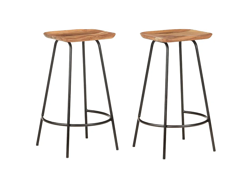 Tabourets de bar lot de 2 bois d'acacia solide