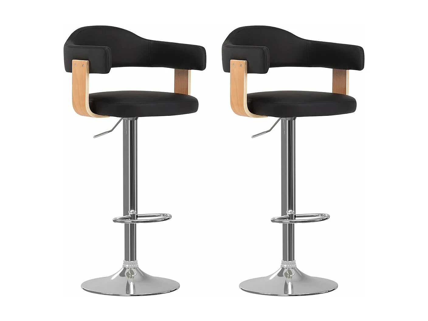 Barhocker 2 Stk. Schwarz Bugholz und Kunstleder