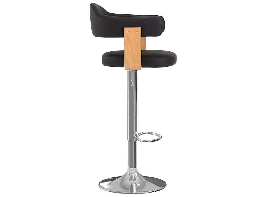 Tabourets de bar lot de 2 noir bois courbé et similicuir