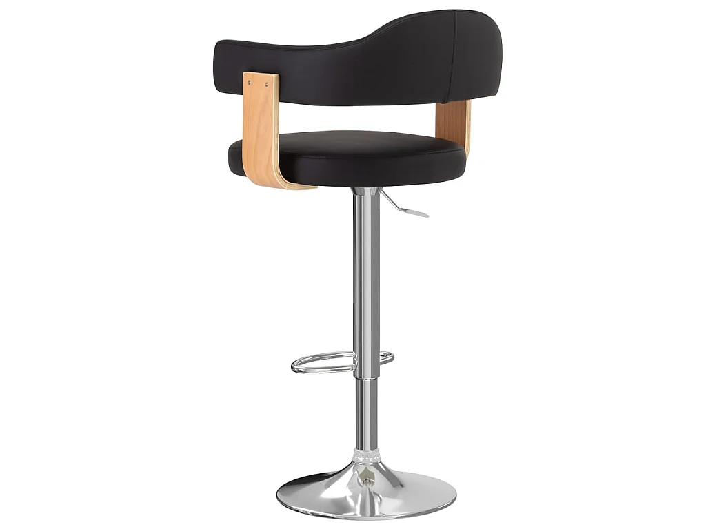 Tabourets de bar lot de 2 noir bois courbé et similicuir