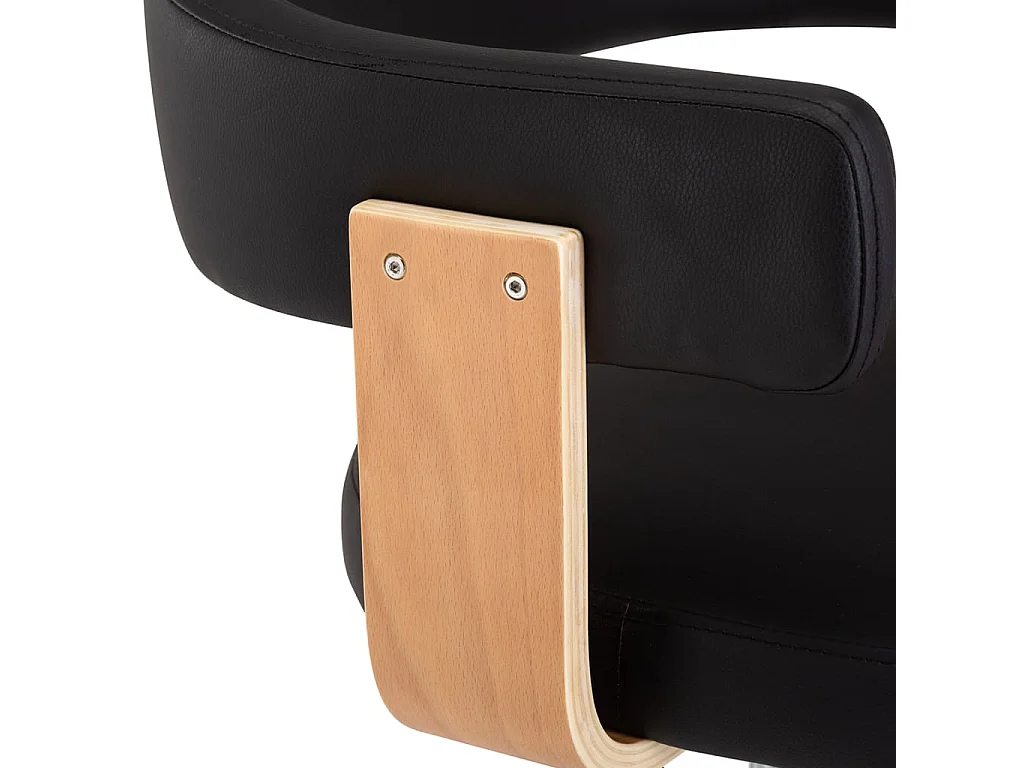 Tabourets de bar lot de 2 noir bois courbé et similicuir