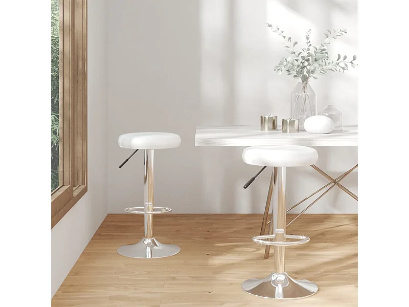 Tabourets de bar lot de 2 Blanc Similicuir