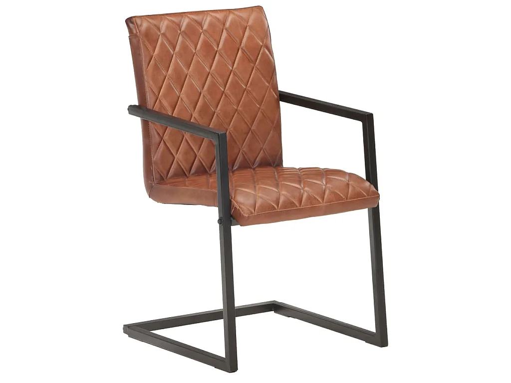 Eetkamerstoelen 2 st echt leer bruin