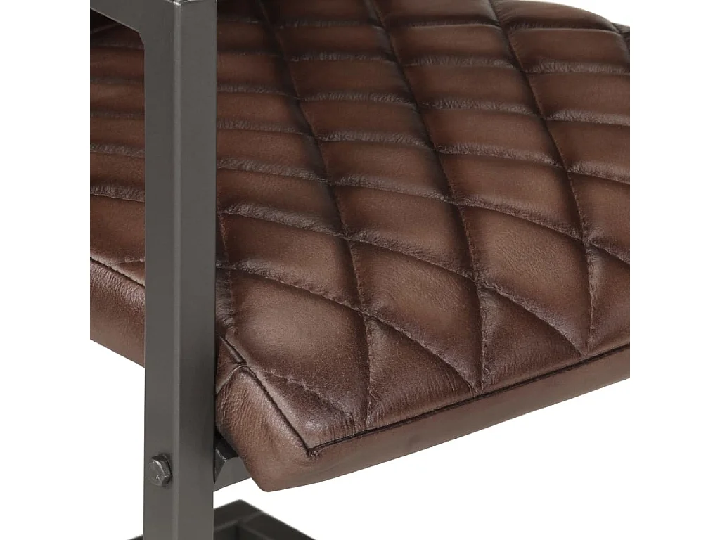 Chaises à manger cantilever lot de 2 marron cuir véritable