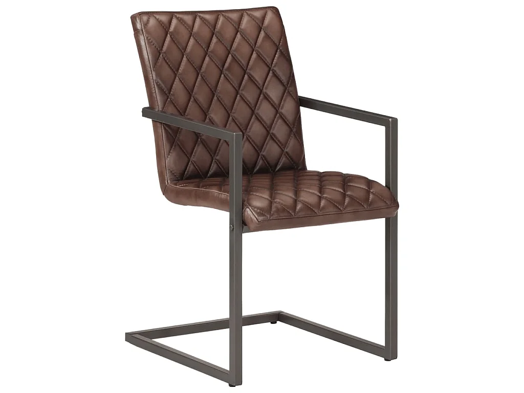 Chaises à manger cantilever lot de 2 marron cuir véritable