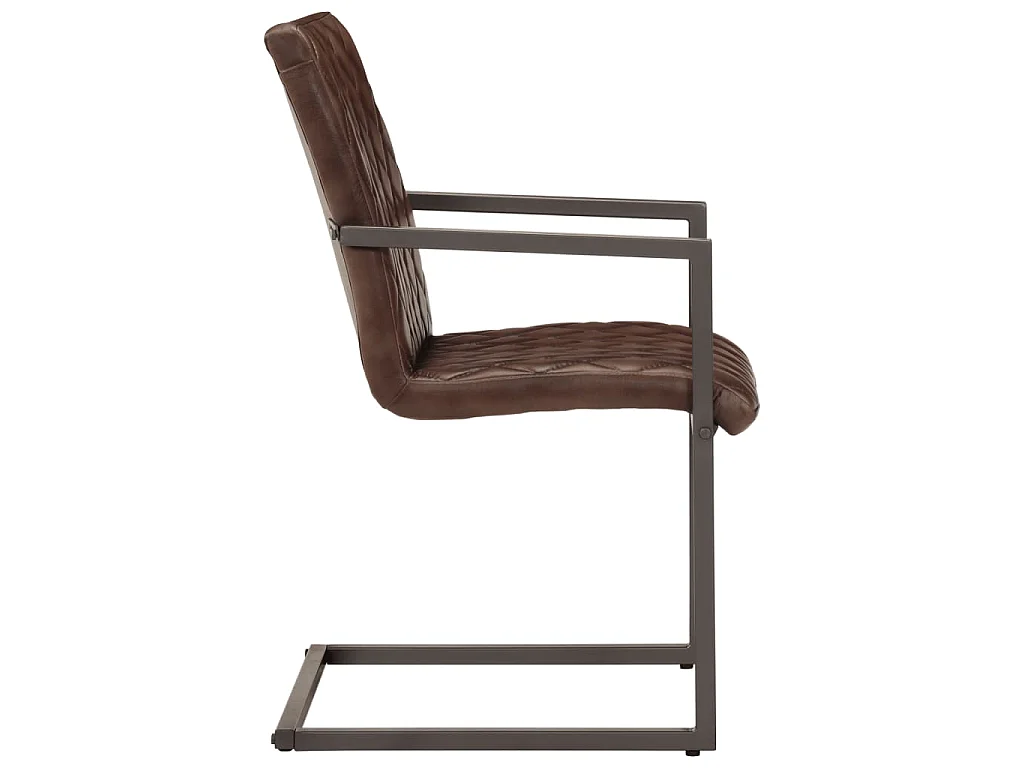 Chaises à manger cantilever lot de 2 marron cuir véritable