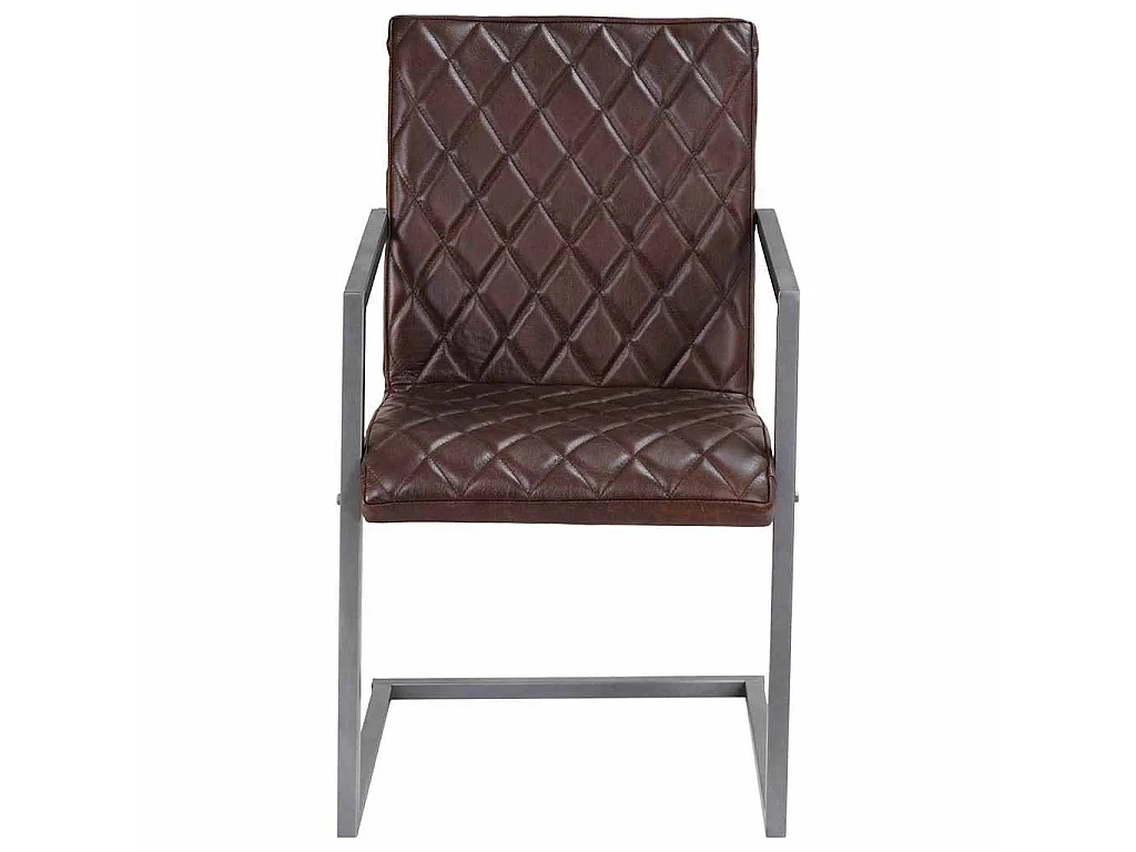 Chaises à manger cantilever lot de 2 marron cuir véritable