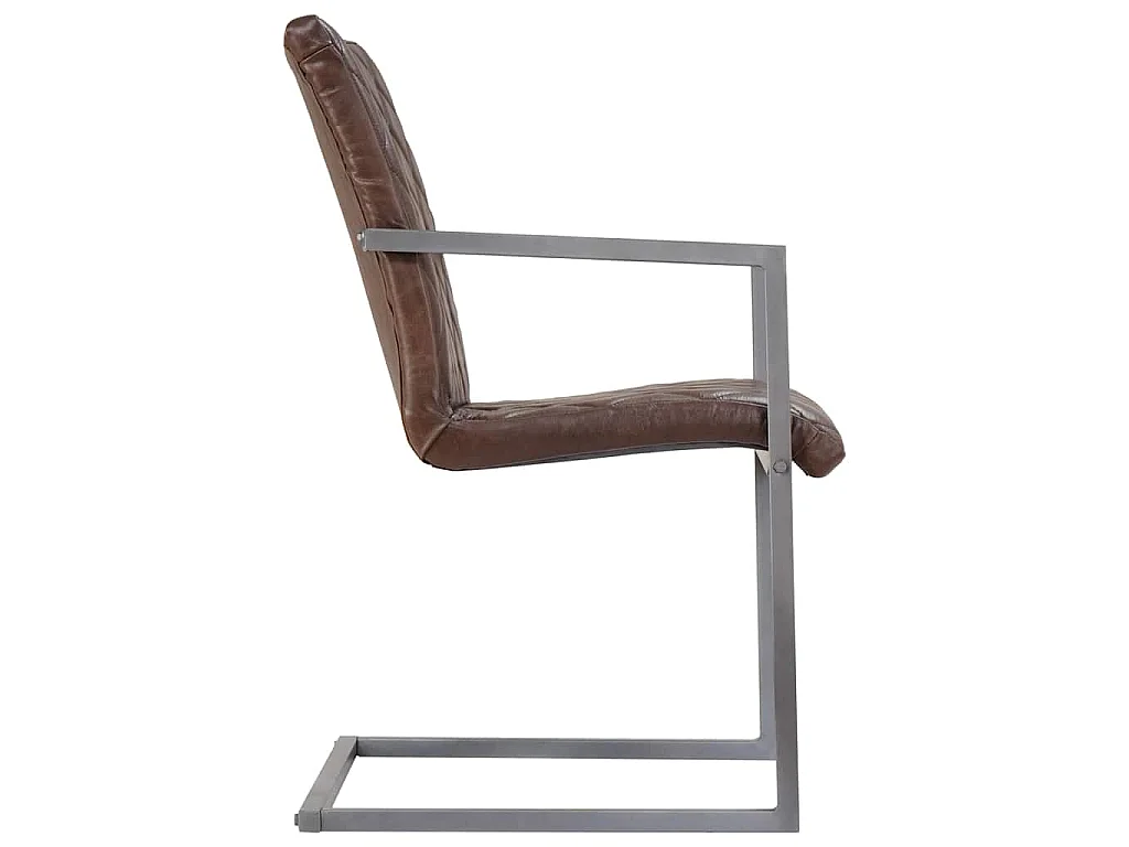 Chaises à manger cantilever lot de 2 marron cuir véritable