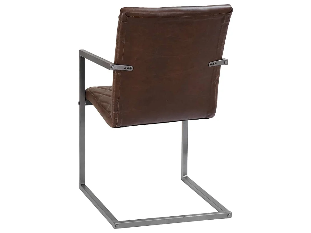 Chaises à manger cantilever lot de 2 marron cuir véritable