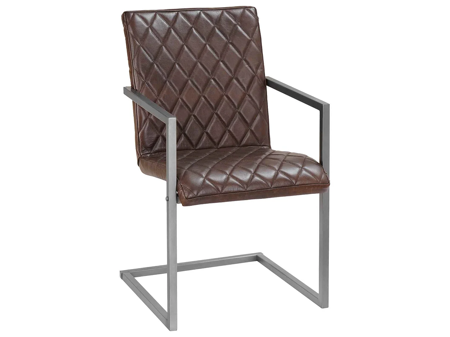 Chaises à manger cantilever lot de 2 marron cuir véritable