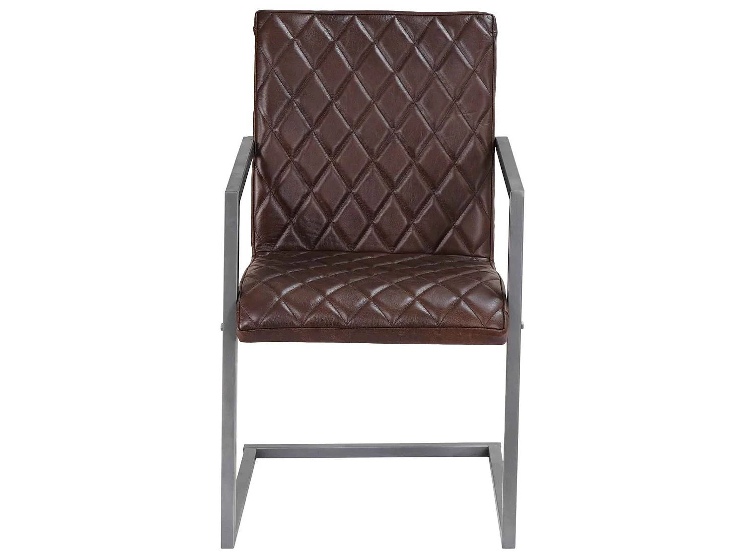Chaises à manger cantilever lot de 2 marron cuir véritable