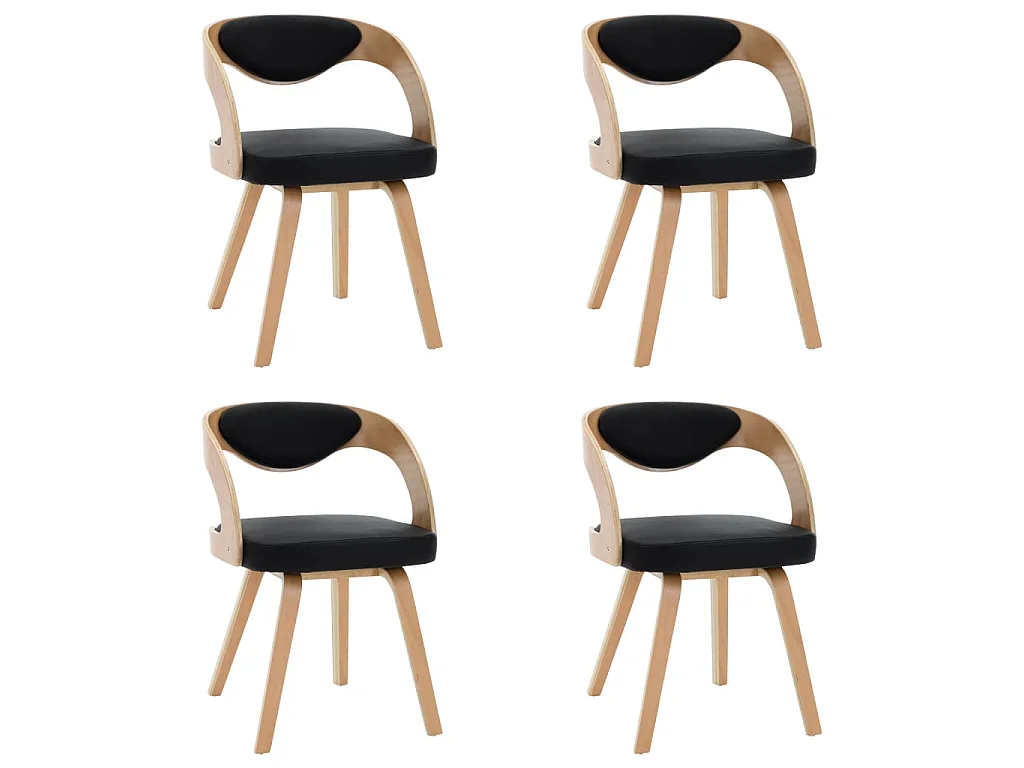 Eetkamerstoelen 4 st gebogen hout en kunstleer zwart