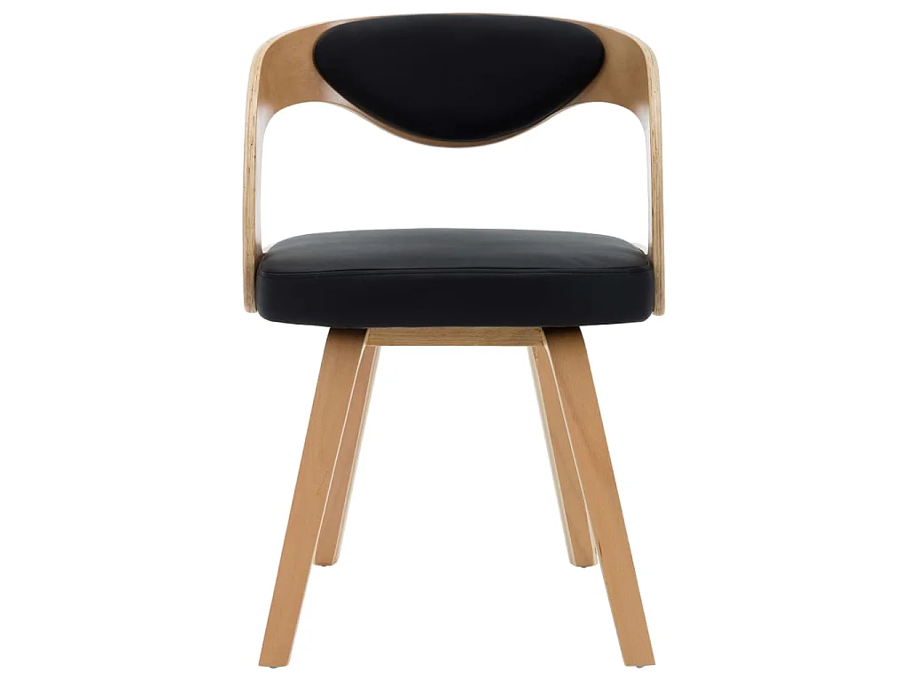 Eetkamerstoelen 4 st gebogen hout en kunstleer zwart